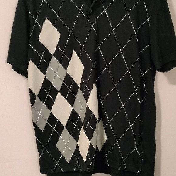 Men's XXL IZOD GOLF Black Polo w/ Argyle Print - Picture 4 of 4